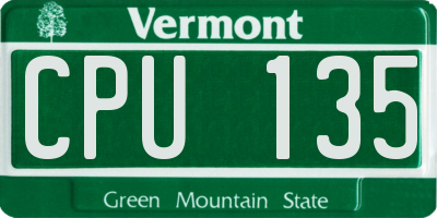 VT license plate CPU135