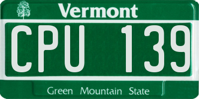 VT license plate CPU139