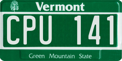 VT license plate CPU141