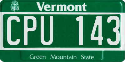 VT license plate CPU143