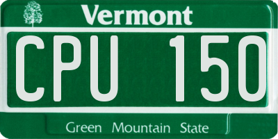 VT license plate CPU150