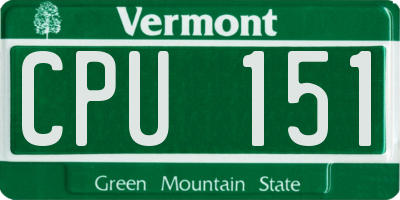 VT license plate CPU151