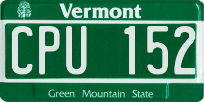 VT license plate CPU152