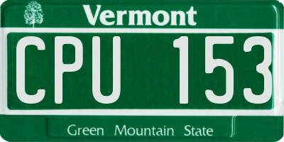 VT license plate CPU153