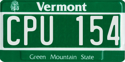 VT license plate CPU154