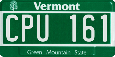 VT license plate CPU161