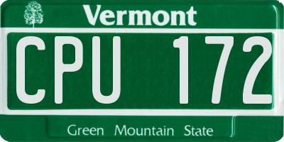 VT license plate CPU172