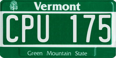 VT license plate CPU175