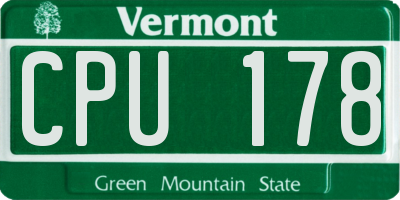 VT license plate CPU178
