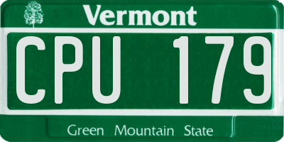 VT license plate CPU179