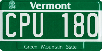 VT license plate CPU180