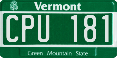 VT license plate CPU181