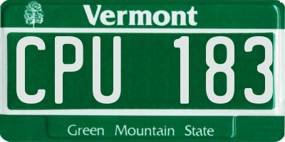 VT license plate CPU183