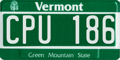 VT license plate CPU186