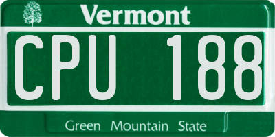VT license plate CPU188