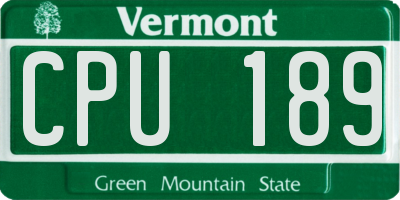 VT license plate CPU189