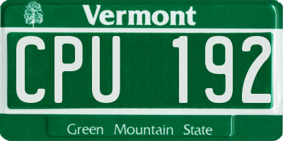 VT license plate CPU192