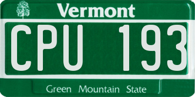 VT license plate CPU193