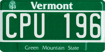 VT license plate CPU196