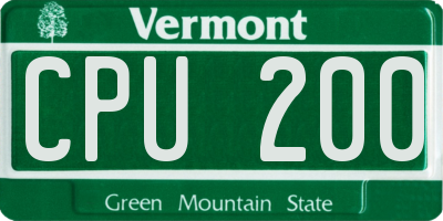 VT license plate CPU200