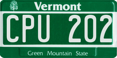 VT license plate CPU202