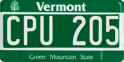 VT license plate CPU205