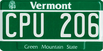VT license plate CPU206