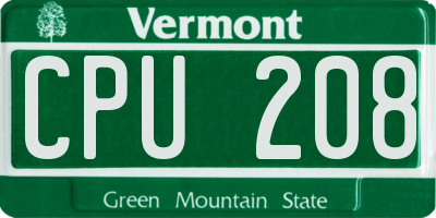 VT license plate CPU208