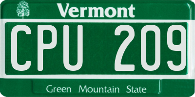 VT license plate CPU209