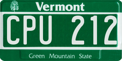 VT license plate CPU212