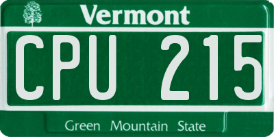 VT license plate CPU215