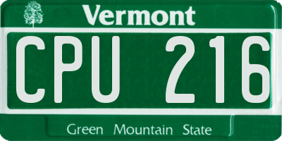 VT license plate CPU216