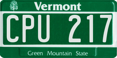 VT license plate CPU217