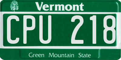 VT license plate CPU218