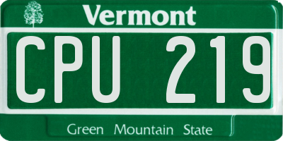 VT license plate CPU219