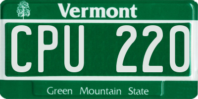 VT license plate CPU220