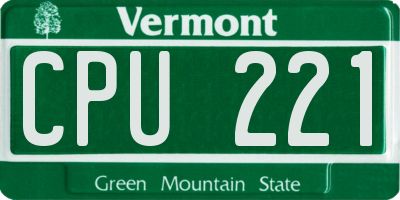 VT license plate CPU221