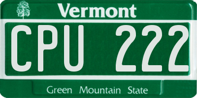 VT license plate CPU222