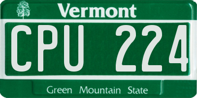 VT license plate CPU224