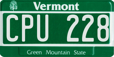 VT license plate CPU228