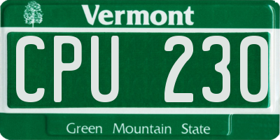 VT license plate CPU230