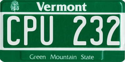 VT license plate CPU232