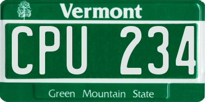 VT license plate CPU234