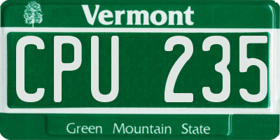 VT license plate CPU235