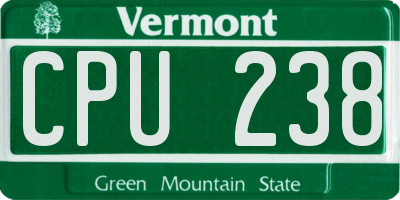 VT license plate CPU238