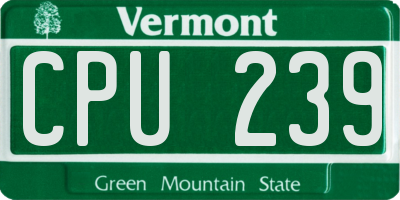 VT license plate CPU239