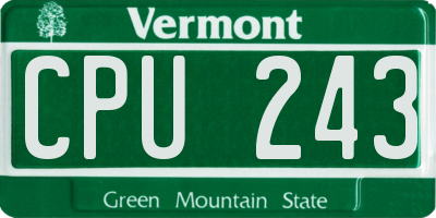 VT license plate CPU243