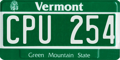 VT license plate CPU254