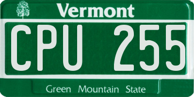 VT license plate CPU255