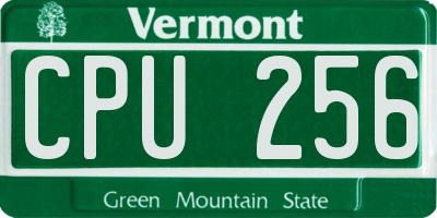 VT license plate CPU256